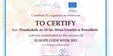 Certyfiakt udziału w Europe Code Week 2021