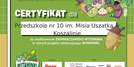 Certyfikat projektu Witaminki 